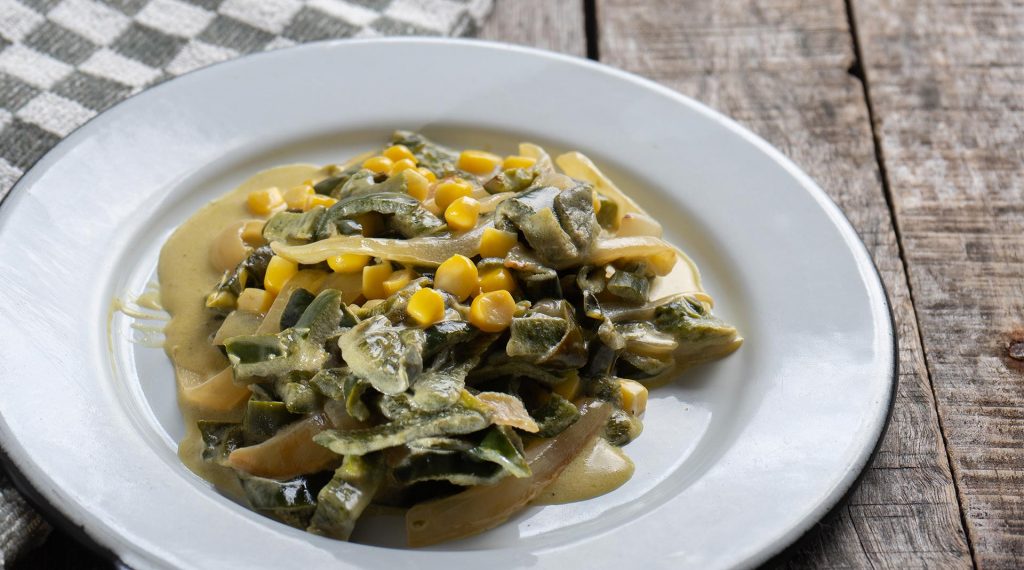 Read more about the article Roasted poblanos in creamy sauce