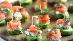 Salmon and cream cheese cucumber bites